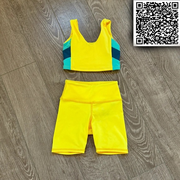 Tiger Friday, Chevy Crop Top and Biker Shorts in Lemon Drop Yellow, CM Child 6/8 - Picture 2 of 2